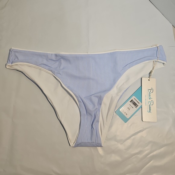 Beach Bunny Other - Beach Bunny Stephanie Size 2XL Blue White Stripe Full Bikini Bottom Swim